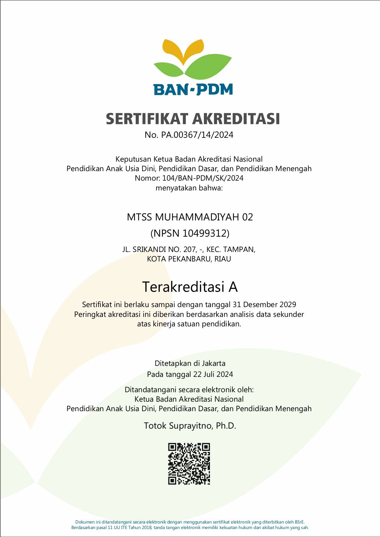 SERTIFIKAT AKREDITASI